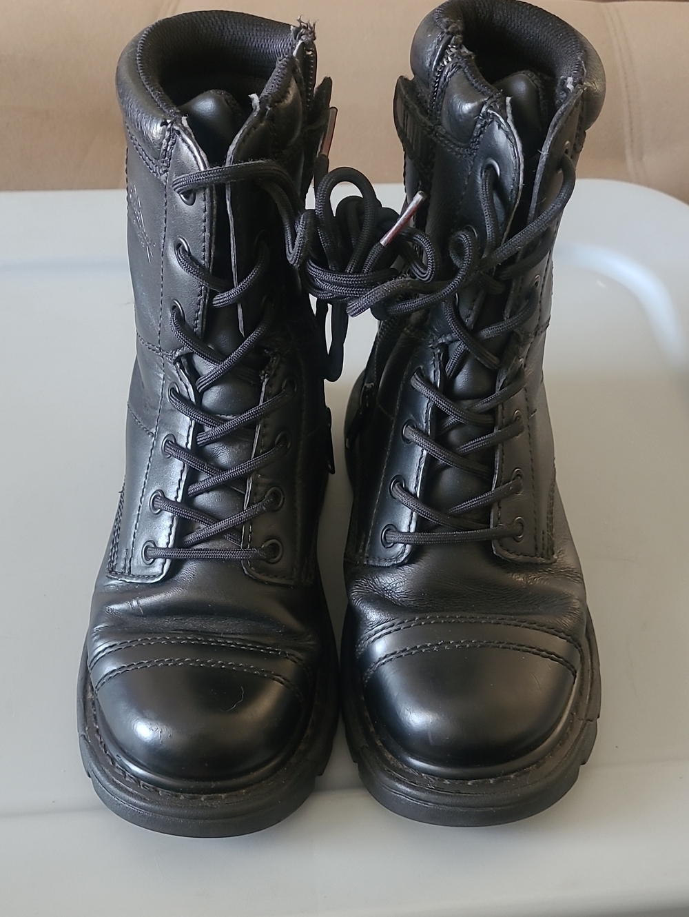 Thorogood Steel Toe Black Leather Lace-Up Combat Boots Size 6.5